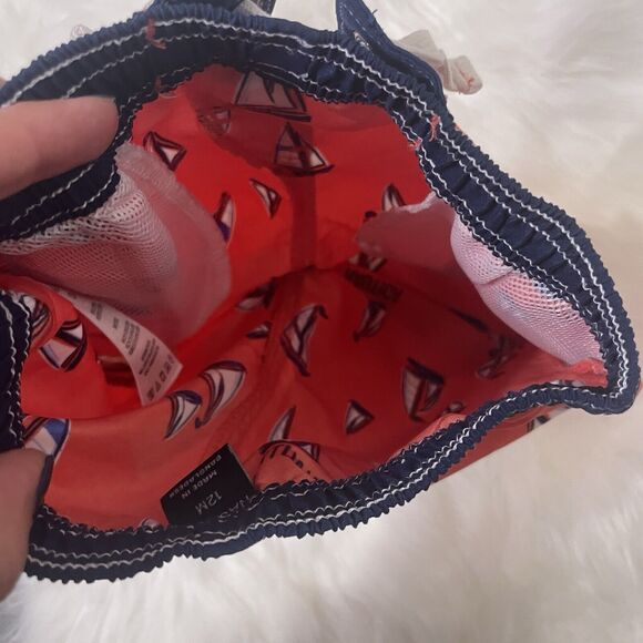 NAUTICA Boys Shorts Size 12 Months Red Sailboats Navy Summer Vacation Nautical - Picture 5 of 8